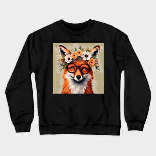 Funny Fancy Fox Wearing Glasses Crewneck Sweatshirt